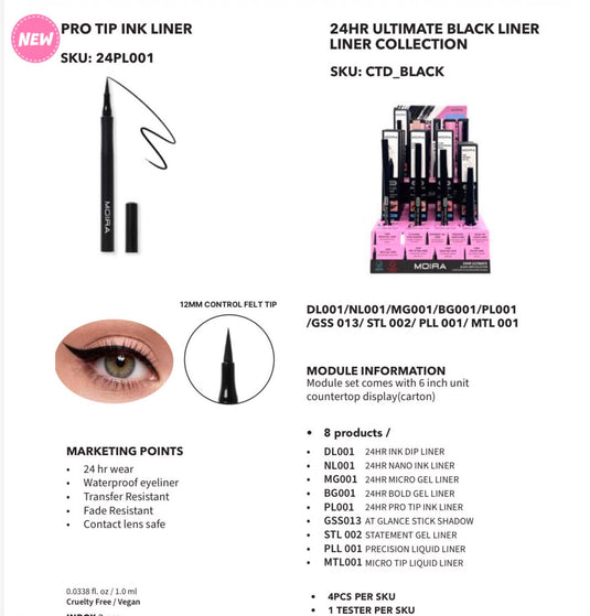 Eyes-Moira 24HR Ultimate Liner Collection Display #CTD-BLACK
