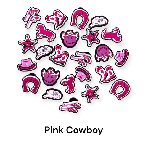 Shoe charms- Pink Cowboy (24pc pack)