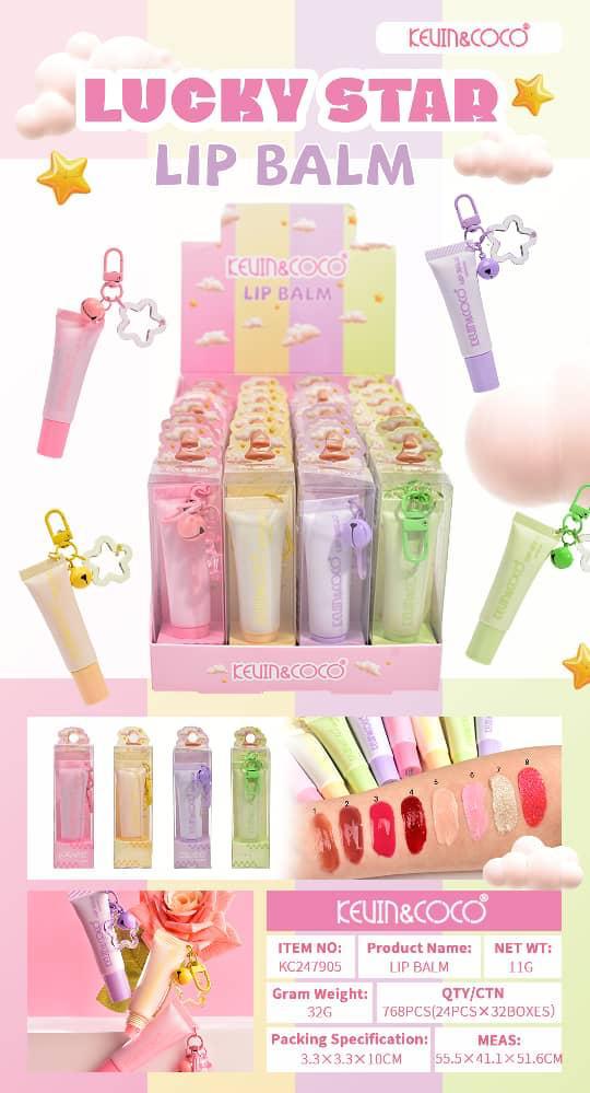 Load image into Gallery viewer, Lips-Kevin&amp;Coco Lucky Star Keychain Lip Balm KC247905 ($1 each, 24pc display)
