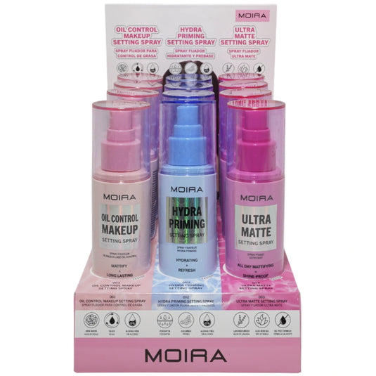 Face- Moira Setting Spray Display OMSSET (9pc Display + Testers)