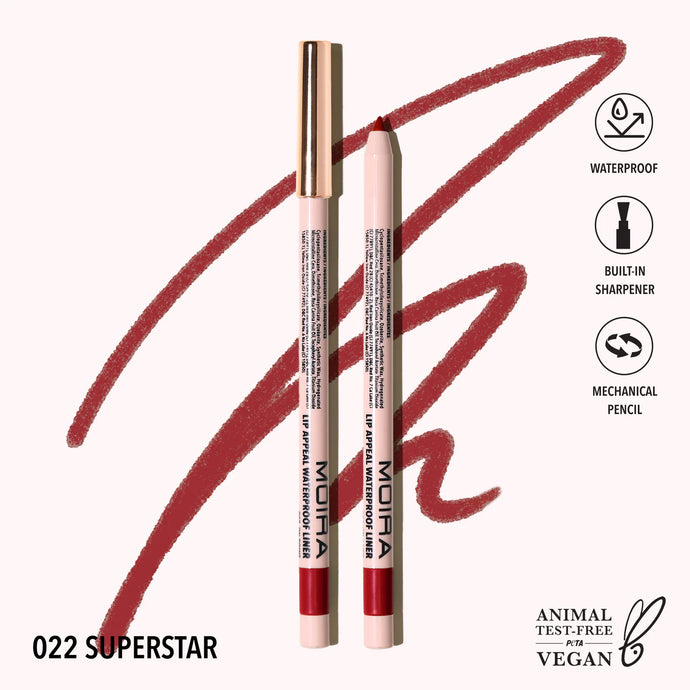 Lips- MOIRA Lip Appeal WATERPROOF Lip Liner LAWL022- Superstar (12pcs bundle, $2.50 each)