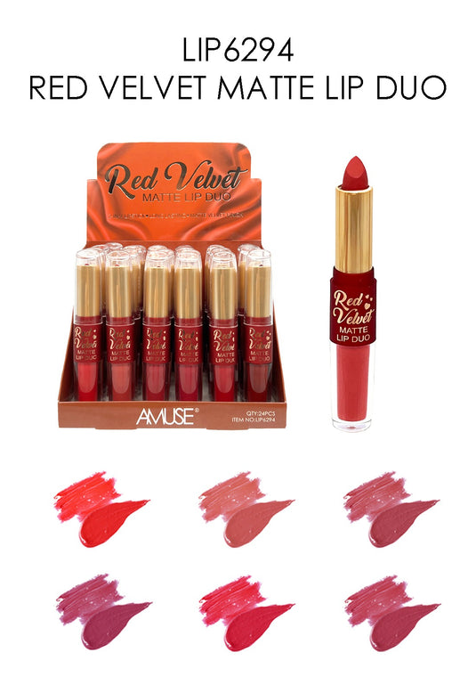 Lips- Amuse Red Velvet Matte lip duo lipstick + liquid lipstick LIP6294 (24pc display)