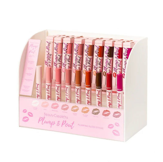Lips- Beauty Creations Plump & Pout Plumping Gloss Sticks Display (54pcs + Samples)