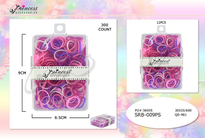 Hair-Pink Shades Rubber Bands In Case SRB-009PS (12pc pack)