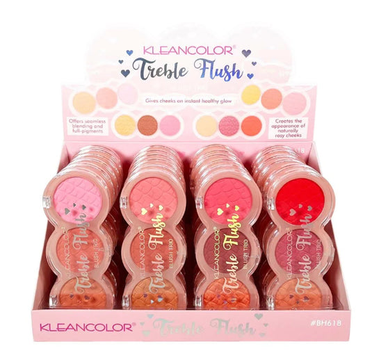 FACE-Kleancolor Treble Flush Blush Trio BH618 (24pc display)