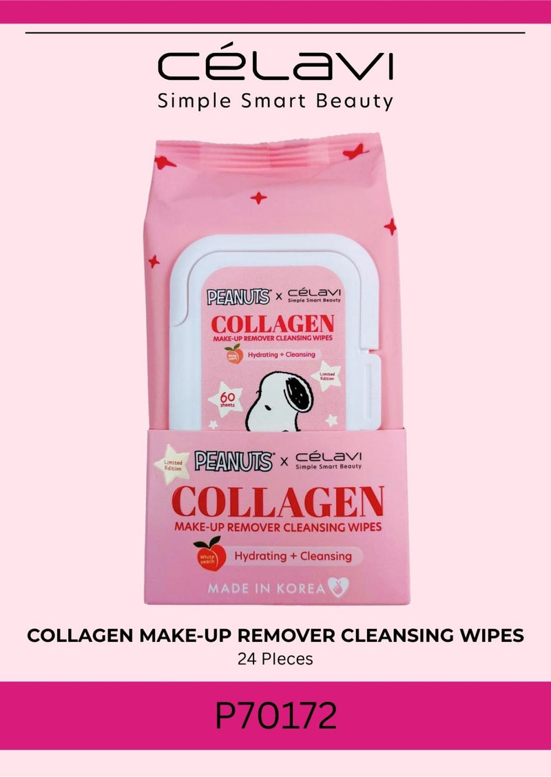 Load image into Gallery viewer, Skincare-Celavi X Peanuts Collagen Make Up Remover Cleansing Tissues 60 Sheets P70172 ($2.75 each, 4pcs bulk)
