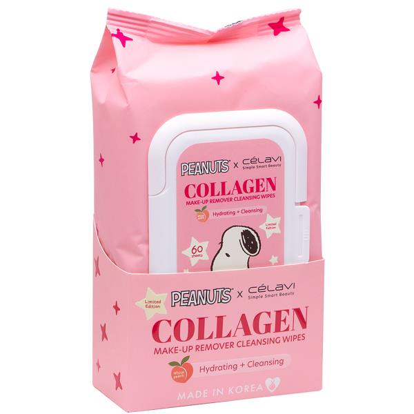 Load image into Gallery viewer, Skincare-Celavi X Peanuts Collagen Make Up Remover Cleansing Tissues 60 Sheets P70172 ($2.75 each, 4pcs bulk)
