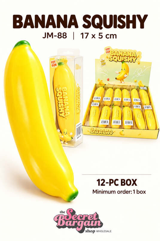 Accessories-Banana Crunchy Squishy Toy JM-88 ($3 each, 12pc display)