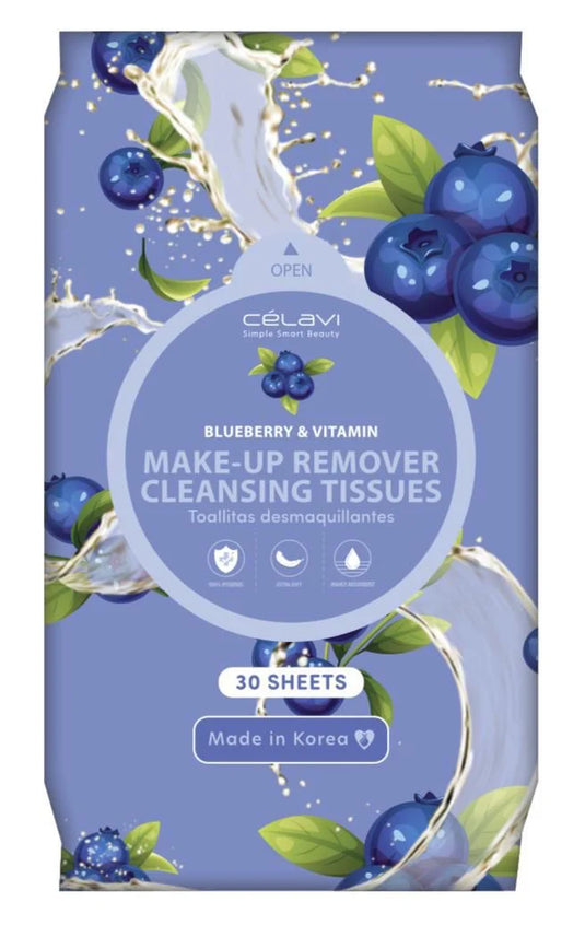 Skincare-Celavi Blueberry & Retinol Makeup Remover Wipes MT030 ($1 each, 6pc bundle)
