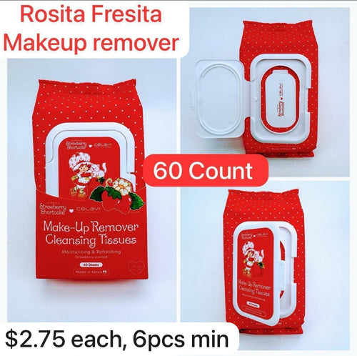 Skincare-Celavi Strawberry Shortcake Make Up Remover 60ct SS45999 ($2.75 each, 4pcs bundle)