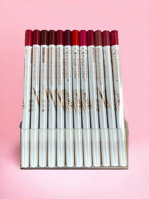 Lips- Top Lady Lip Liner Perfect Waterproof Set (12pc pack)