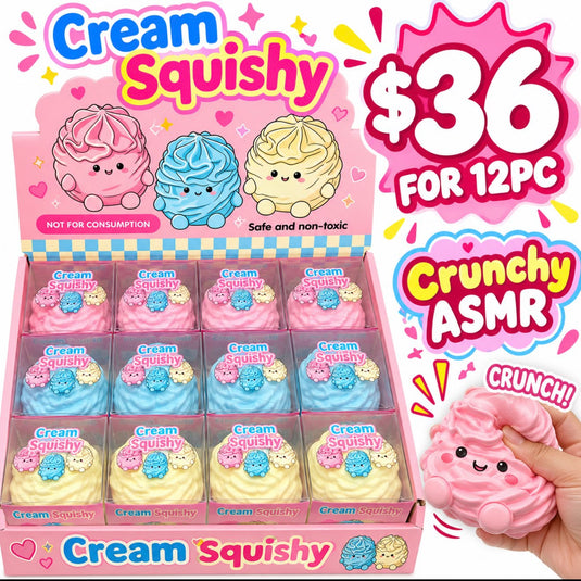 Accessories-Cream Squishy Crunchy ASMR ($3 each, 12pc display)