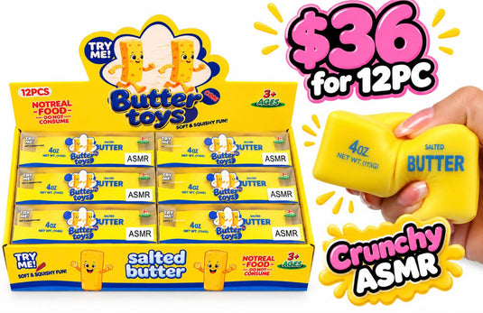 Accessories-Butter Squishy Crunchy ASMR ($3 each, 12pc display)