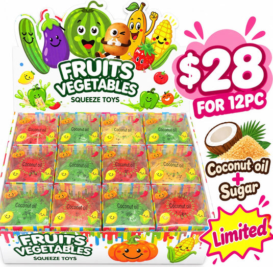 Accessories-Fruit & Vegetables Squishy Toy ($2.33 each, 12pc display)