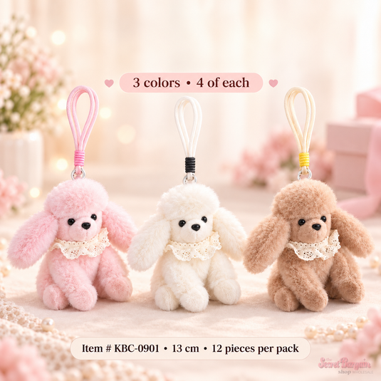 Accessories-Poodle Plush Keychain KBC-0901 (12pc pack)