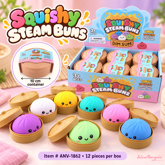 Accessories-Squishy Bun Mystery Dumplings in Assorted Colors ANV-1862 (12pc pack)