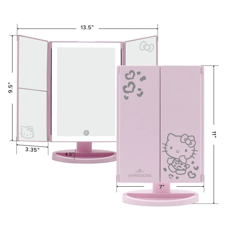 Load image into Gallery viewer, Novelties- Impressions Hello Kitty Trifold LED Tri-Tone Makeup Mirror with Magnification HKTF-ANML-PNK (3pc bundle, $27 each)
