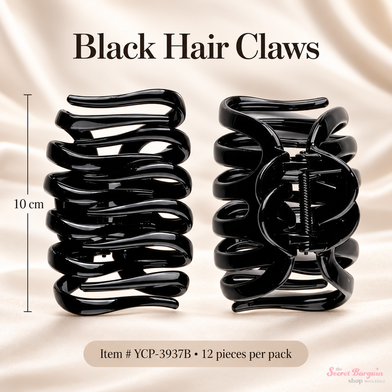 Load image into Gallery viewer, Hair-Black Open Weave Hair Claw Clip YCP-3937B (12pc pack)
