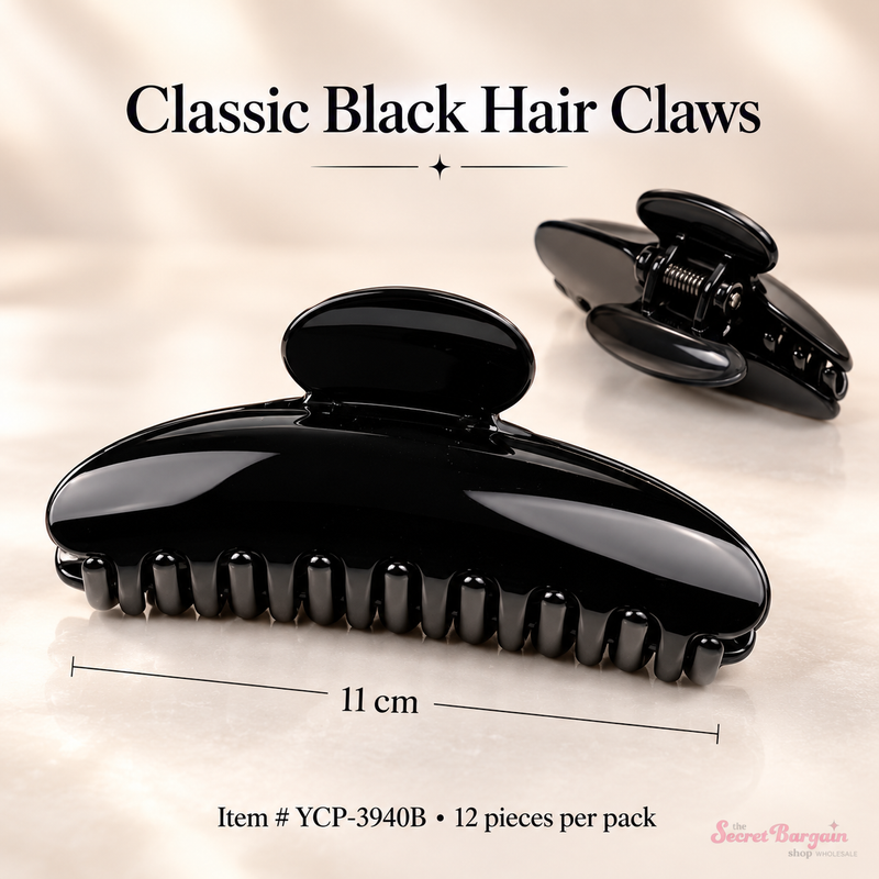Load image into Gallery viewer, Hair-Black Hair Claw Clip YCP-3940B (12pc pack)
