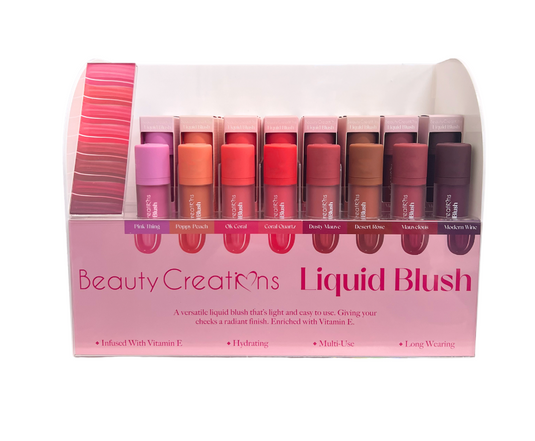 Face-Beauty Creations Liquid Blush Complete Display #LQBL-PT ($3.75 each, 8 shades, 6 pcs per color)