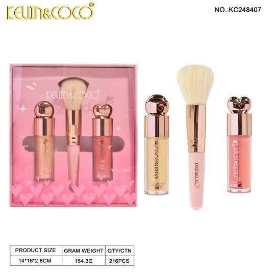 Face-Kevin&Coco Highlight + Blush + Brush Set KC248407 ($2.25 each, 6pc display)
