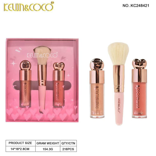 Face-Kevin&Coco Highlight + Blush + Brush Set KC248421 ($2.25 each, 6pc display)