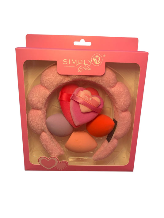 Accessories-Simply Bella Makeup Tool Set Headband, Sponge & Puff STB015 PINK ($2.25 each, 12pc bundle)