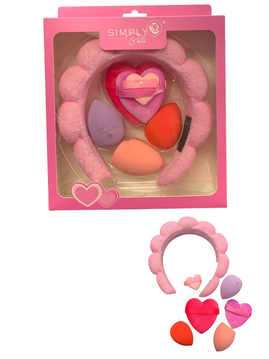 Accessories-Simply Bella Makeup Tool Set Headband, Sponge & Puff STB015 PINK ($2.25 each, 12pc bundle)