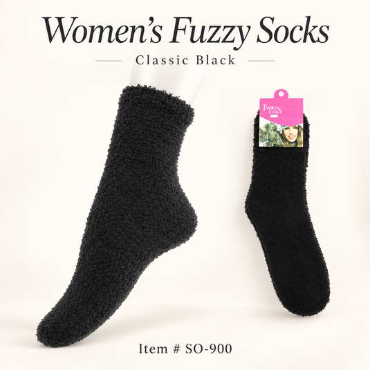 Accessories- Black Cozy Socks SO-900 (12pc pack)