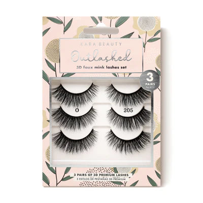 Eyes- Kara Beauty Outlashed 3D Faux Mink Lashes 3 PAIRS ASSORTED KL3205 (12pc box, $3 each)