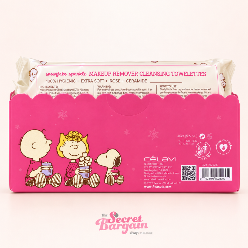 Load image into Gallery viewer, Skincare-Celavi X Peanuts Make Up Remover Wipes 60ct Sheets P70220R3 ($2.50 each, 4pcs bulk)
