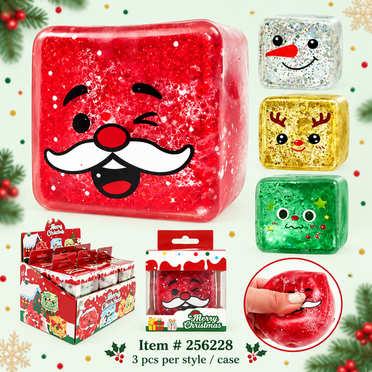 Accessories-Christmas Glitter Cube Squishy Toy 256228 (12pc pack)