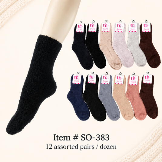 Accessories-Fuzzy Cozy Socks SO-383 (12pc pack)