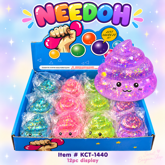 Accessories-Needoh Glitter Poop Emoji Squishy KCT-1440 (12 Pc pack)