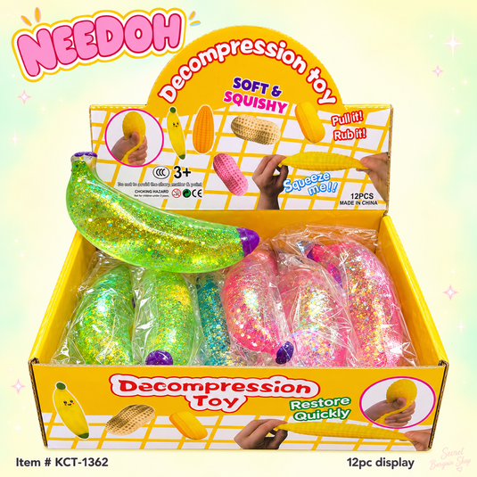 Accessories-Needoh Glitter Banana Squishy KCT-1362 (12 Pc pack)