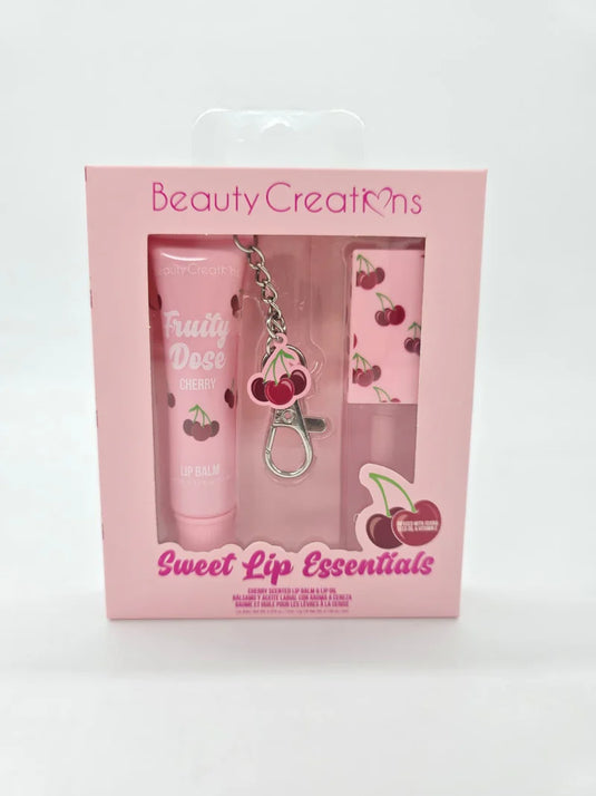 Lips-Beauty Creations Sweet Lip Essentials Set Lip Balm Keychain & Lip Oil-CHERRY #SLE-1 ($4.50 each, 4pcs bundle)