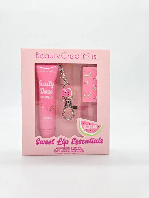 Lips-Beauty Creations Sweet Lip Essentials Set Lip Balm Keychain & Lip Oil-WATERMELON #SLE-2 ($4.50 each, 4pcs bundle)