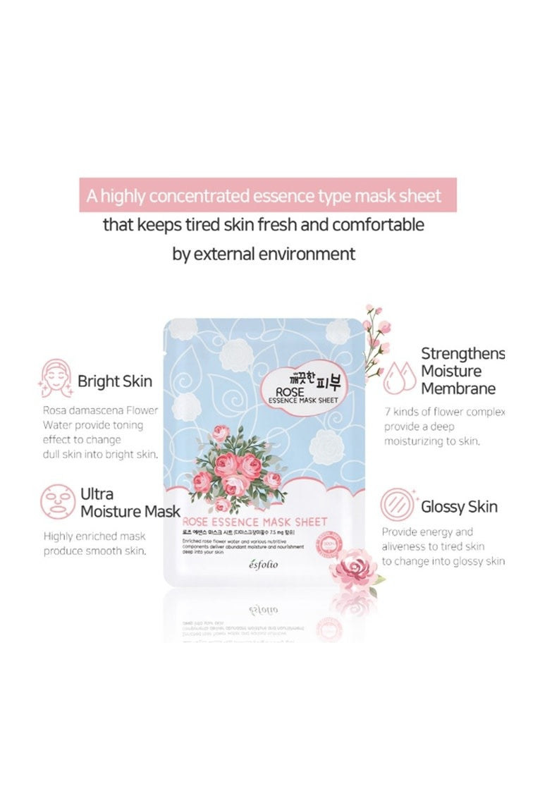 Load image into Gallery viewer, Skincare- Esfolio Pure Essence Face Sheets ROSE (10pc box)
