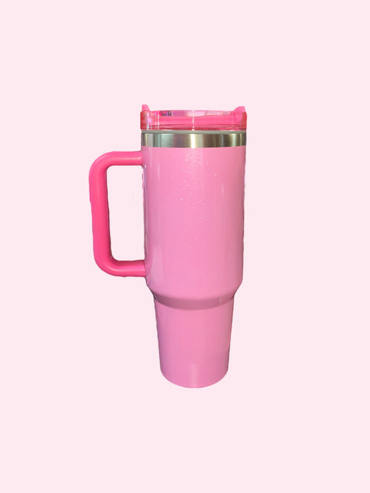 Novelties- 40oz Glitter Pink Tumbler w straw (4pc Bundle, $10 each)