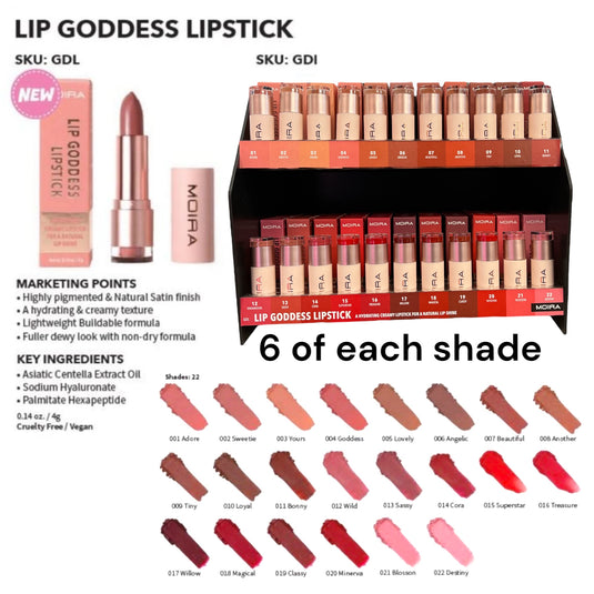 Lips- MOIRA Goddess Lipstick Display (132pcs + samples)