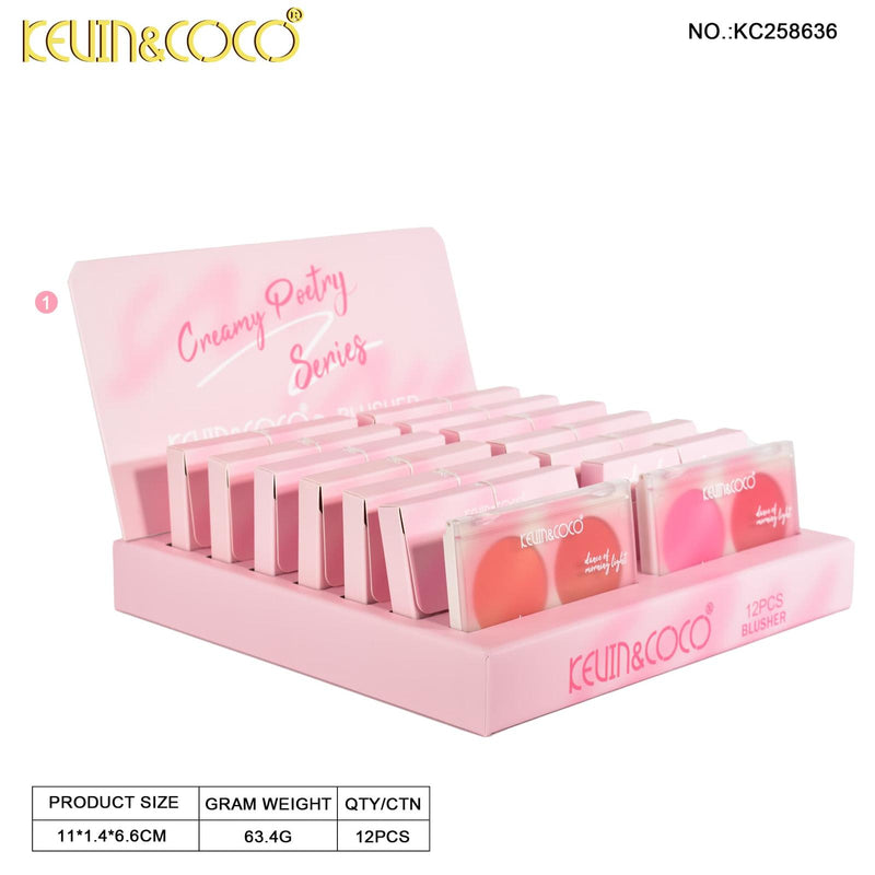 Load image into Gallery viewer, Face-Kevin&amp;Coco Creamy Poetry Blush KC258636 ($2 each, 12pc display)
