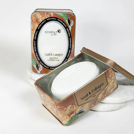 Skincare-Simply Bella Luxury Snail & Collagen Soap With Metal Box SIM068 ($2.25 each, 6pc bundle)