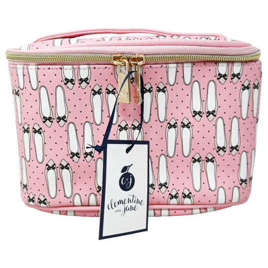Novelties-Clementine & Jane Pink Ballerina Shoes Big Cosmetic Bag CJ-STCZ09-DOT ($6 each, 4pc bundle)