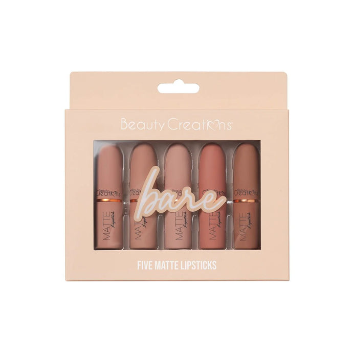 Lips- Beauty Creations Bare Matte Lipstick Set TJLS1-SET (4pc bundle, $6 each)