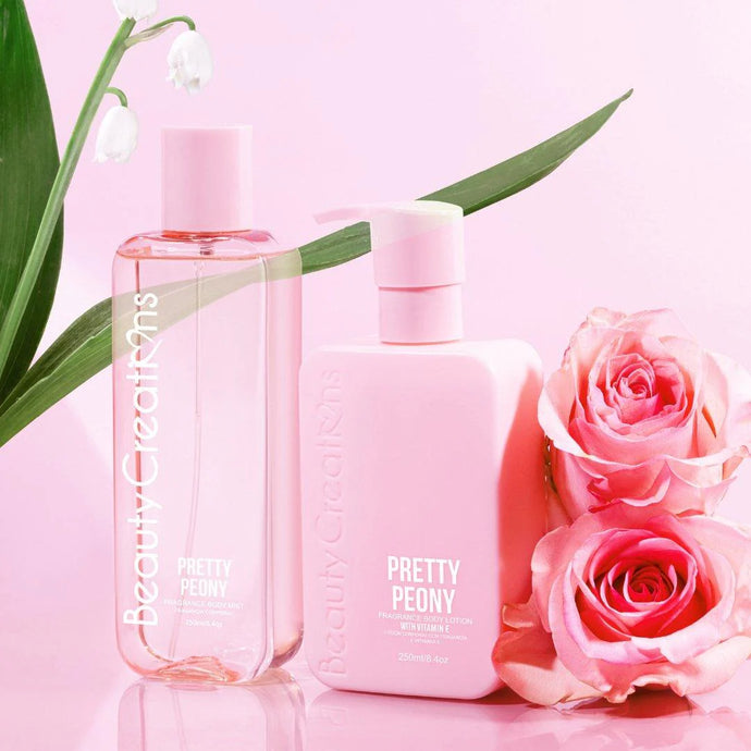 Skincare- Beauty Creations Fragrance Body Lotion & Mist- BLBSSET-07 Pretty Peony (4pc bundle, $7 each)