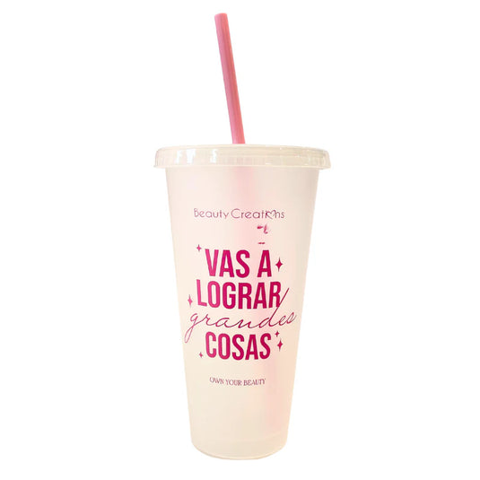 Novelties-Beauty Creations Vas A Lograr Grandes Cosas Clear Cup #CUP-5 ($1.75 each, 6pc bundle)