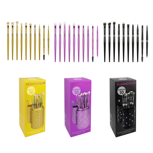 BRUSHES- Kleancolor Twinkly Love Deluxe 10pc Eyes brush set w/ holder (3pc bulk, $10 each)