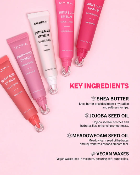 Lips-Moira Butter Bliss Lip Balm BBLB020 SOFT SPELL ($3.50 each, 3pcs bundle)