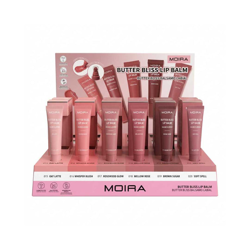 Load image into Gallery viewer, Lips-Moira Butter Bliss Lip Balm Display BBLB3 SOFT ($3.50 each, 18pc display + Testers)
