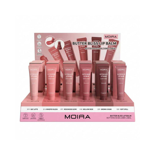 Lips-Moira Butter Bliss Lip Balm Display BBLB3 SOFT ($3.50 each, 18pc display + Testers)